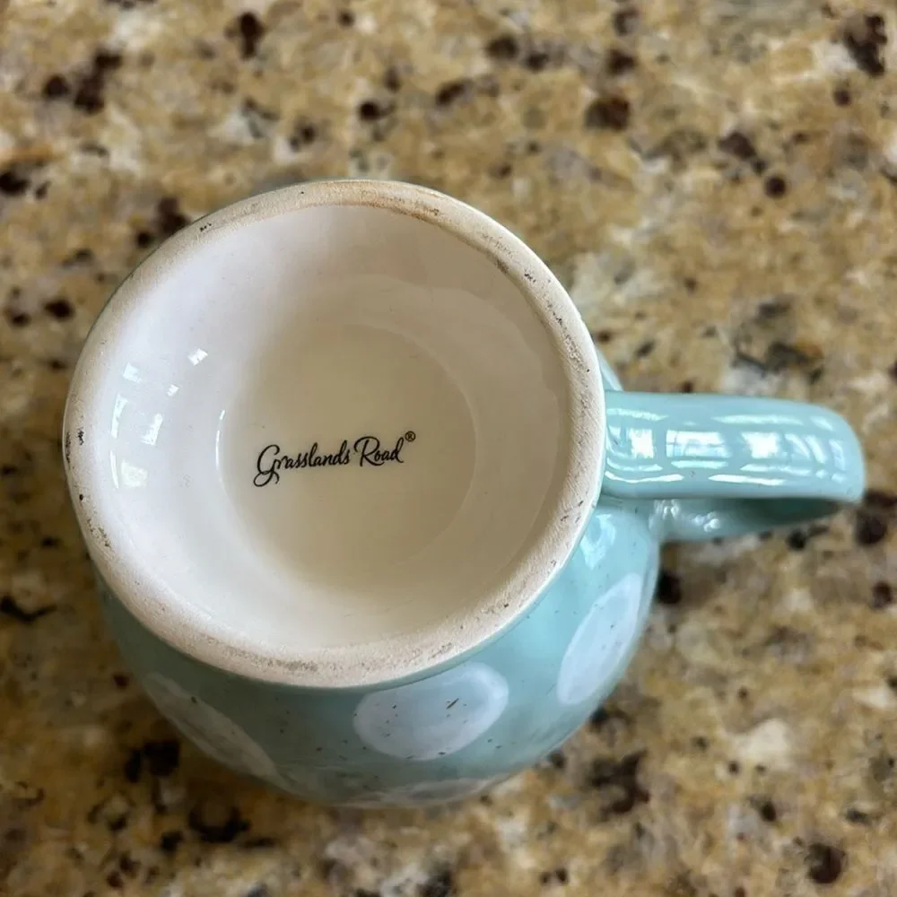Grasslands Road Polka Dot Blue Teacup Mug With‎ Tea Bag Holder